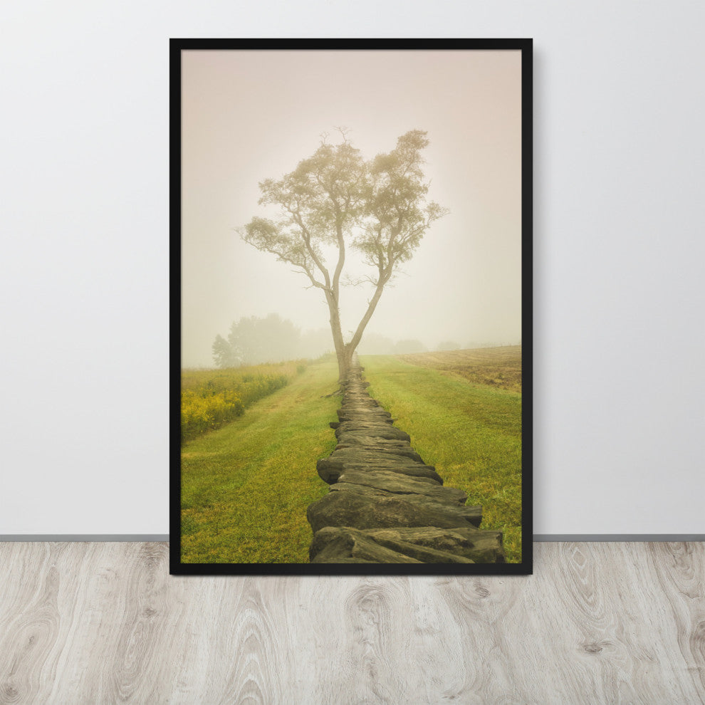 Calming Morning Rural Landscape Framed Photo Paper Wall Art Prints, Black, 24" X 36"