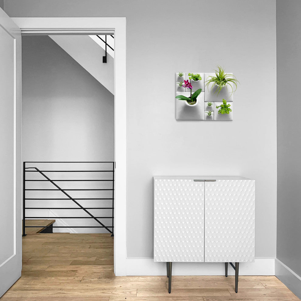 Modern Wall Planter Set, Node Living Wall, Ceramic, BS2, Light Gray