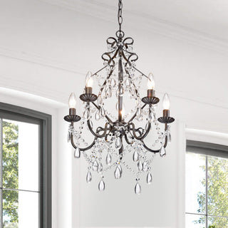 Athena 5-Light Iron and Crystal Candle Chandelier