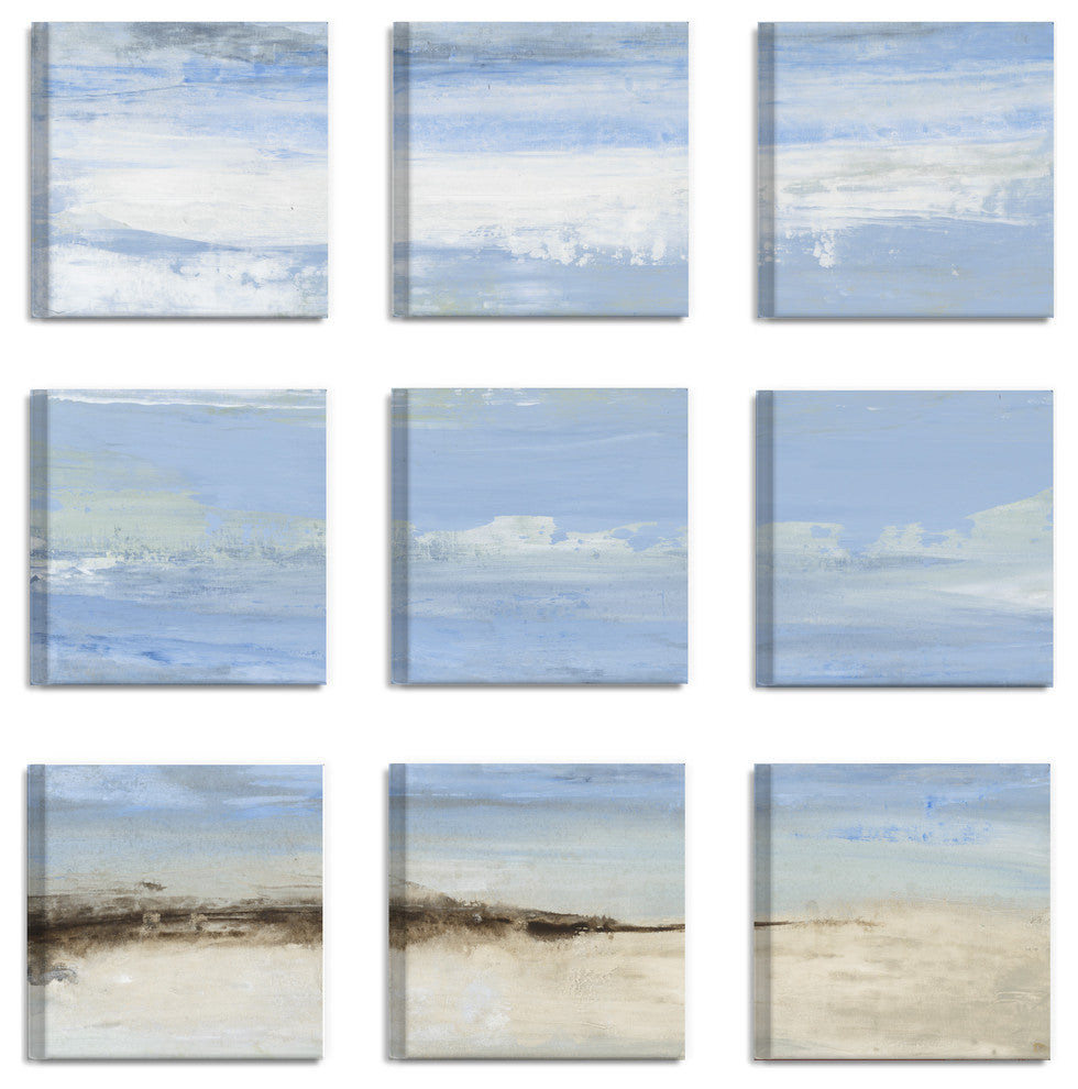 Abstract Beach Seascape by Liz Jardine, 9-Piece Canvas Wall Art Set