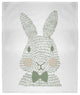 60 x 80 in Monochrome Easter Bunny Throw Blanket, Laurel Tree Green