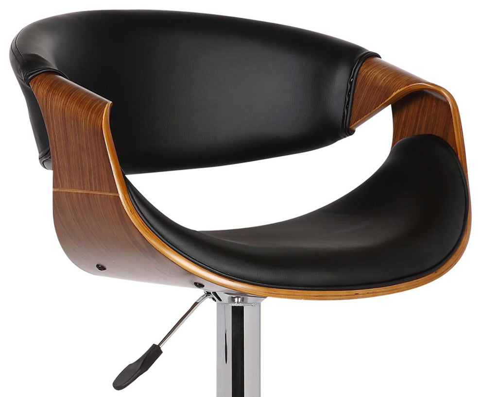 Butterfly Swivel Adjustable Bar Stool, Walnut With Black