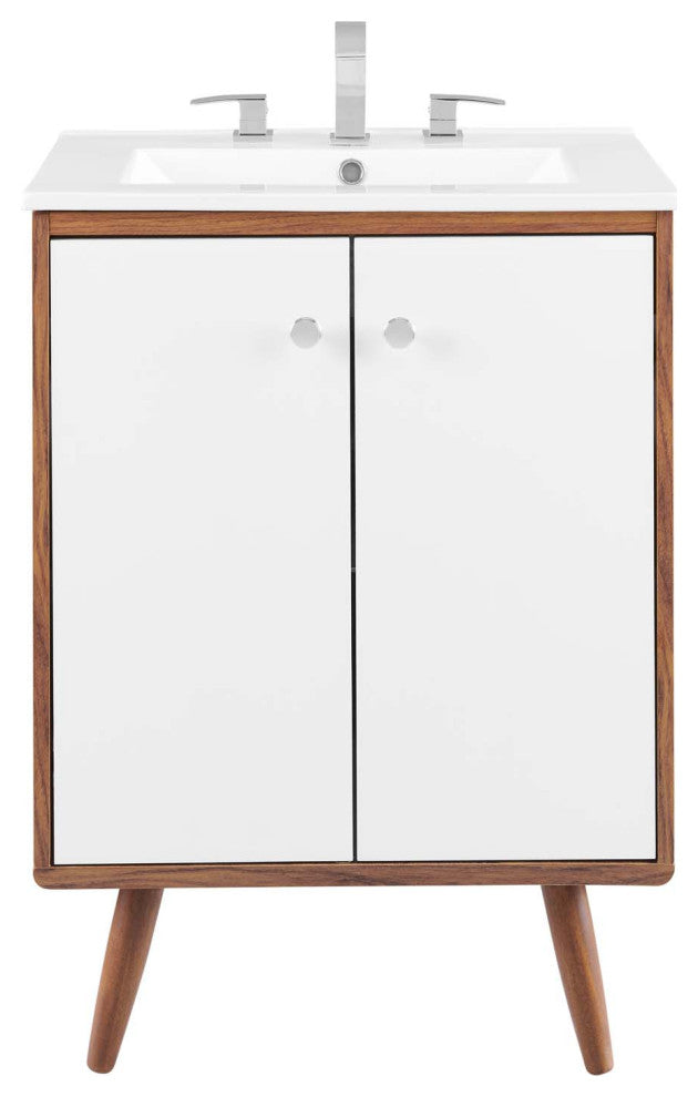 Transmit 24" Bathroom Vanity Walnut White