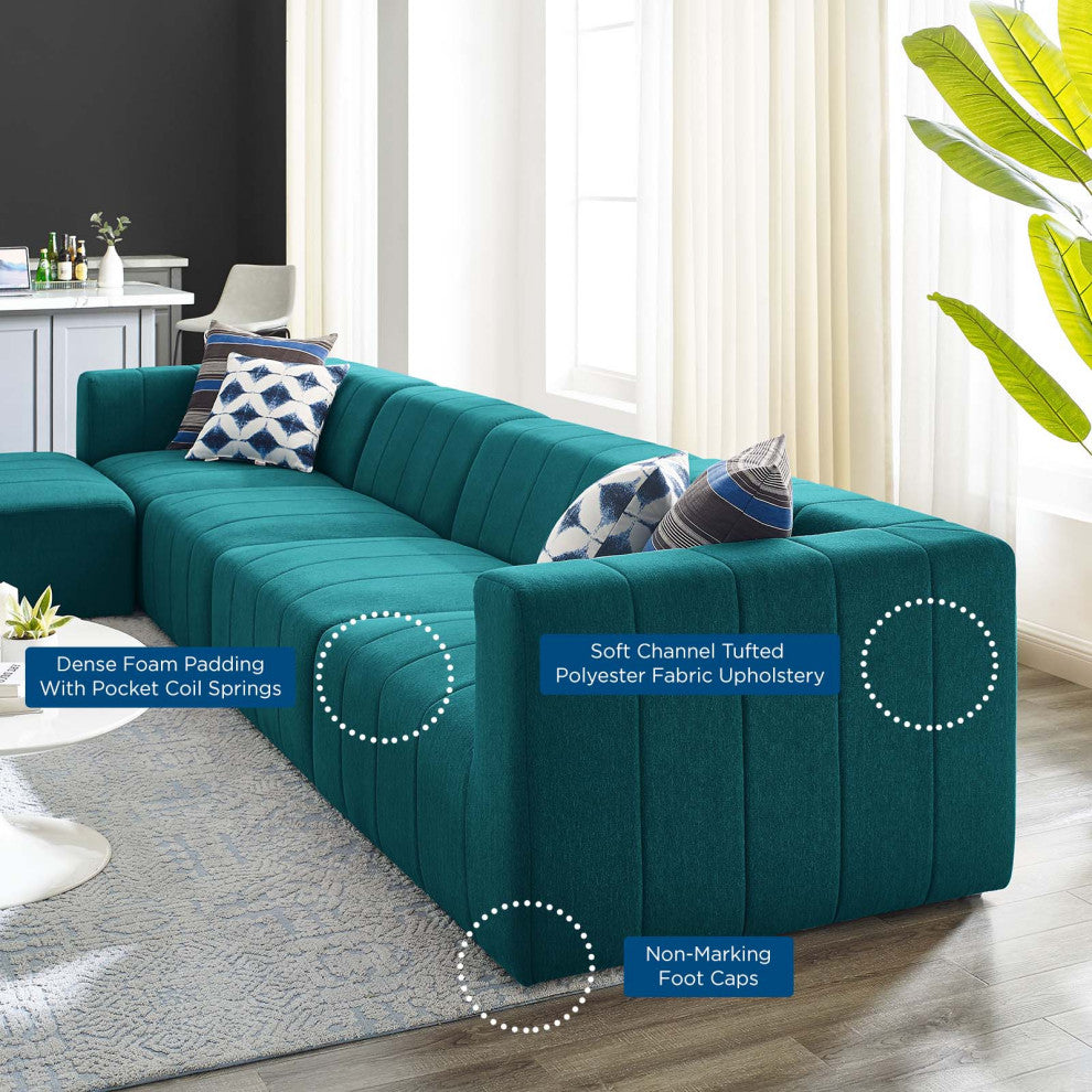 Sectional Sofa Set, Fabric, Teal Blue, Modern, Living Lounge Hotel Hospitality