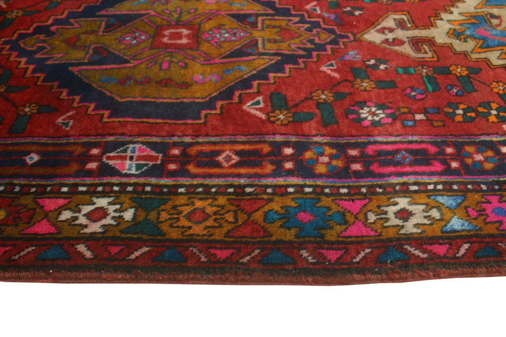 Fine Vintage Distressed Pasua Rust/Navy Runner, 3'8x10'8