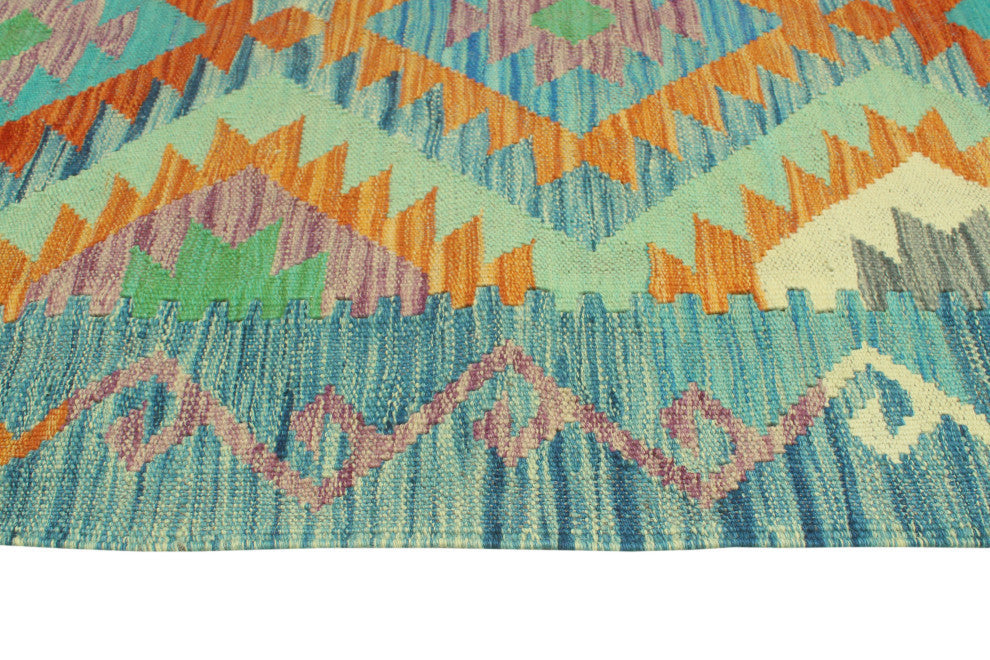 Sangat Kilim Theadore Rust/Light Green Rug, 4'2x5'7