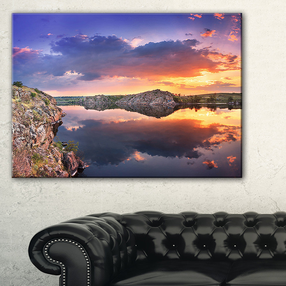 "Large Summer Clouds Reflection" Landscape Canvas Photo Print, 32"x16"