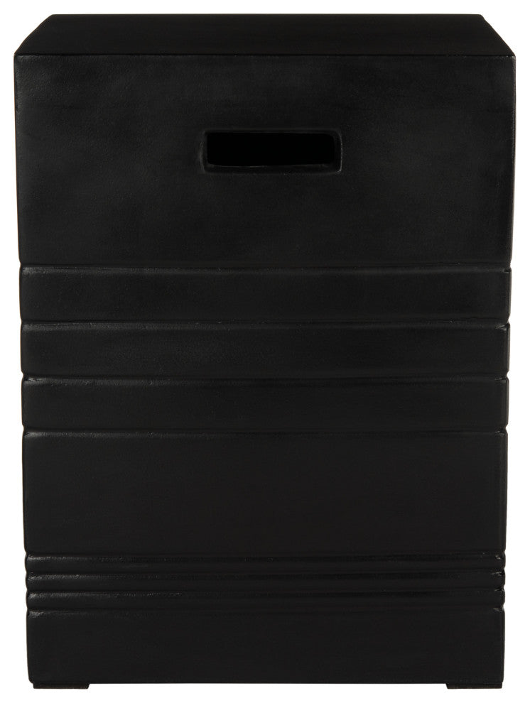 Safavieh Indoor-Outdoor Deidara Concrete Accent Stool, Black