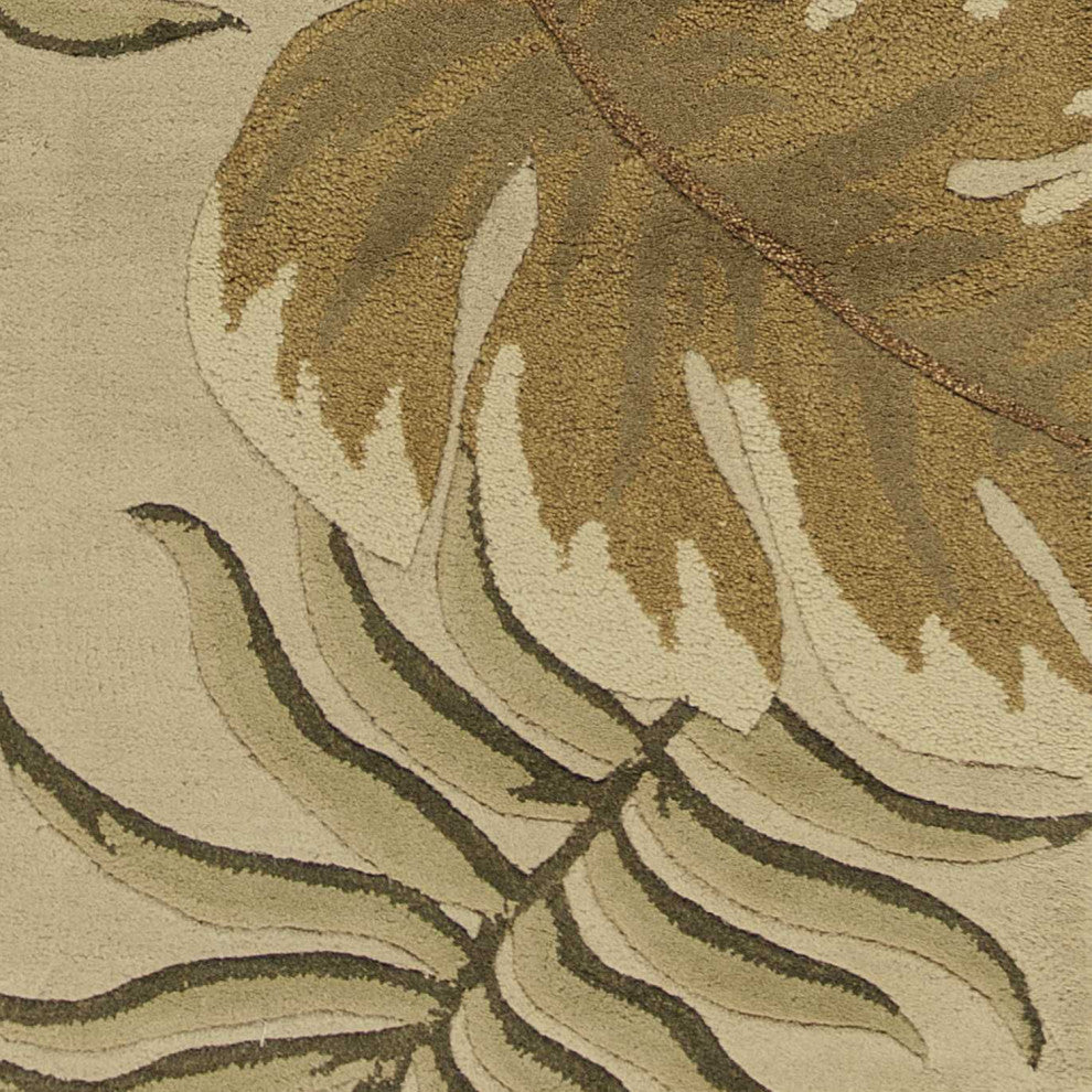 HomeRoots 2' x 8' Sand Leaves Wool Runner Rug