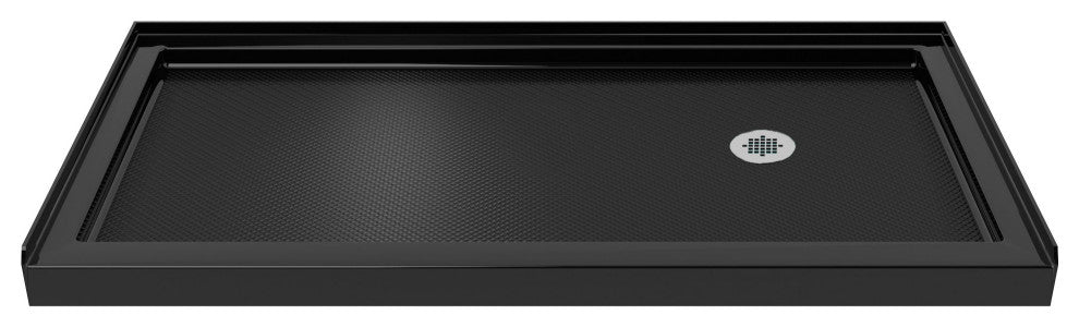 SlimLine 36"x60" Single Threshold Shower Base, Black Finish, Right Hand Drain