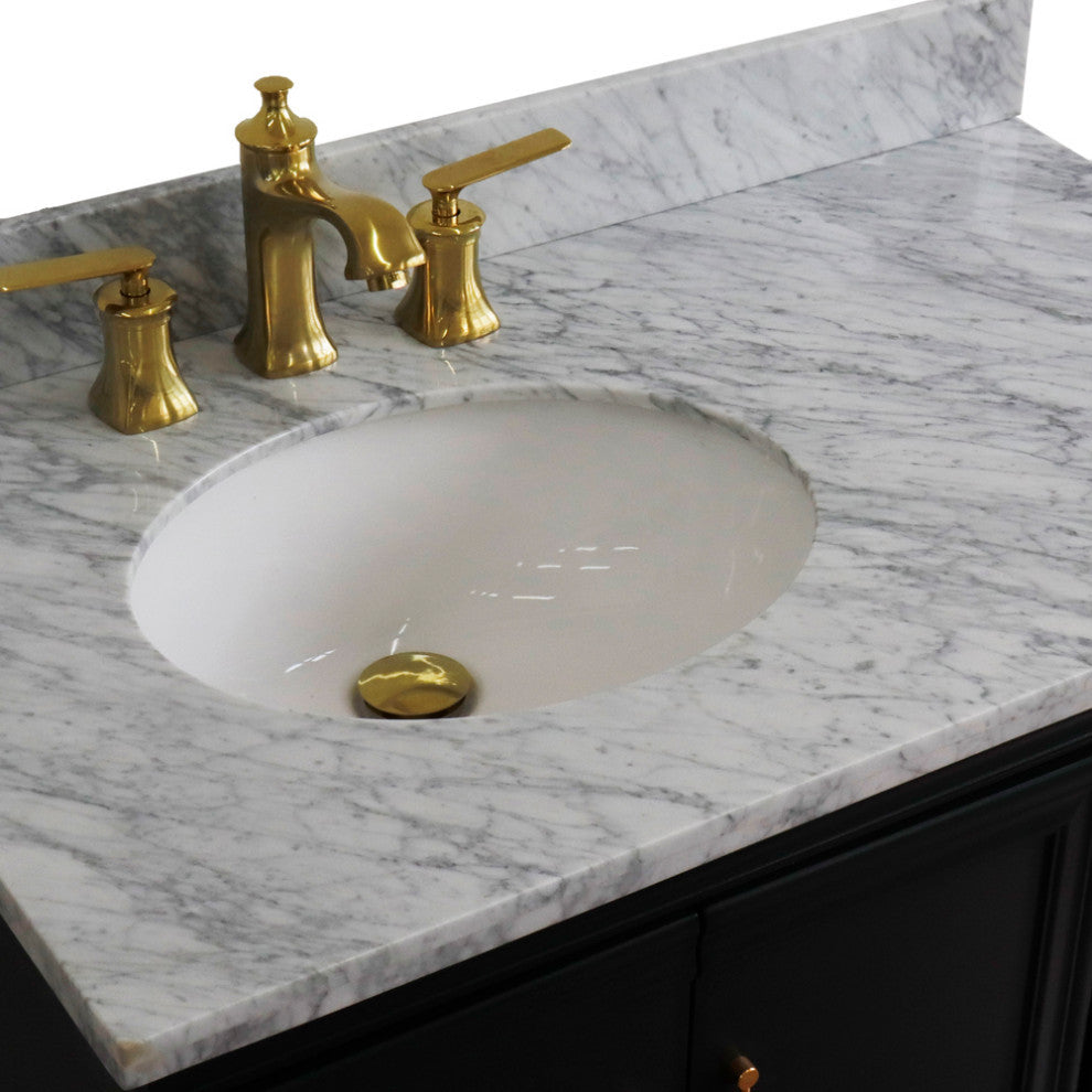 37" Single Vanity, Dark Gray Finish With White Carrara