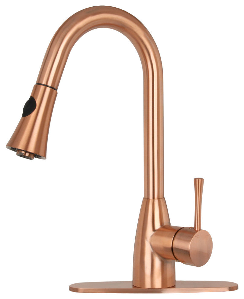 Copper Pull Down Kitchen Faucet, Single Level Solid Brass Kitchen Sink Faucets
