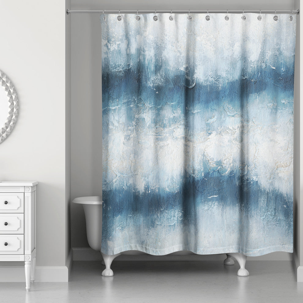 Painterly Abstract Waves 71x74 Shower Curtain