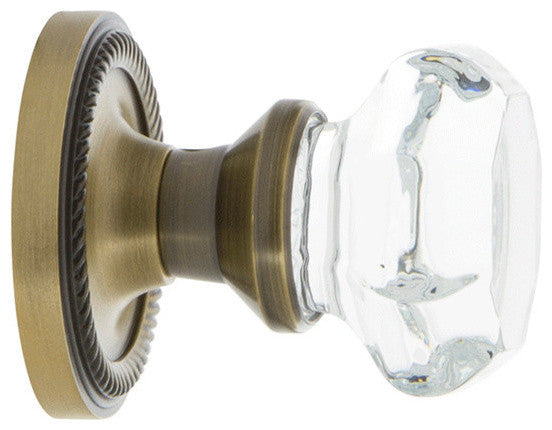 Rope Rosette Privacy Waldorf Door Knob, Antique Brass