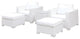 Benzara BM252479 Wicker 2 Accent Chairs With 2 Ottomans & Glass End Table, White