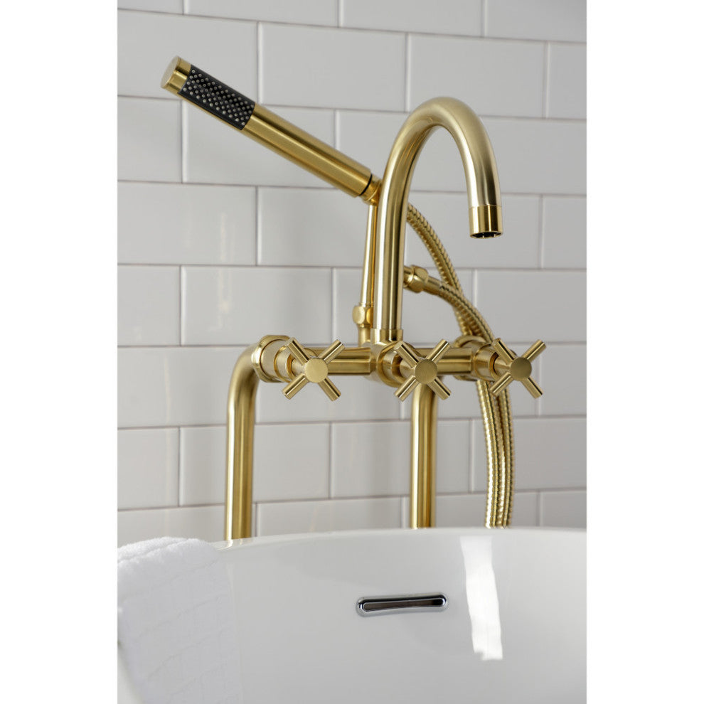 CCK8107DX Freestanding Tub Faucet With Supply Line, Stop Valve, Brushed Brass