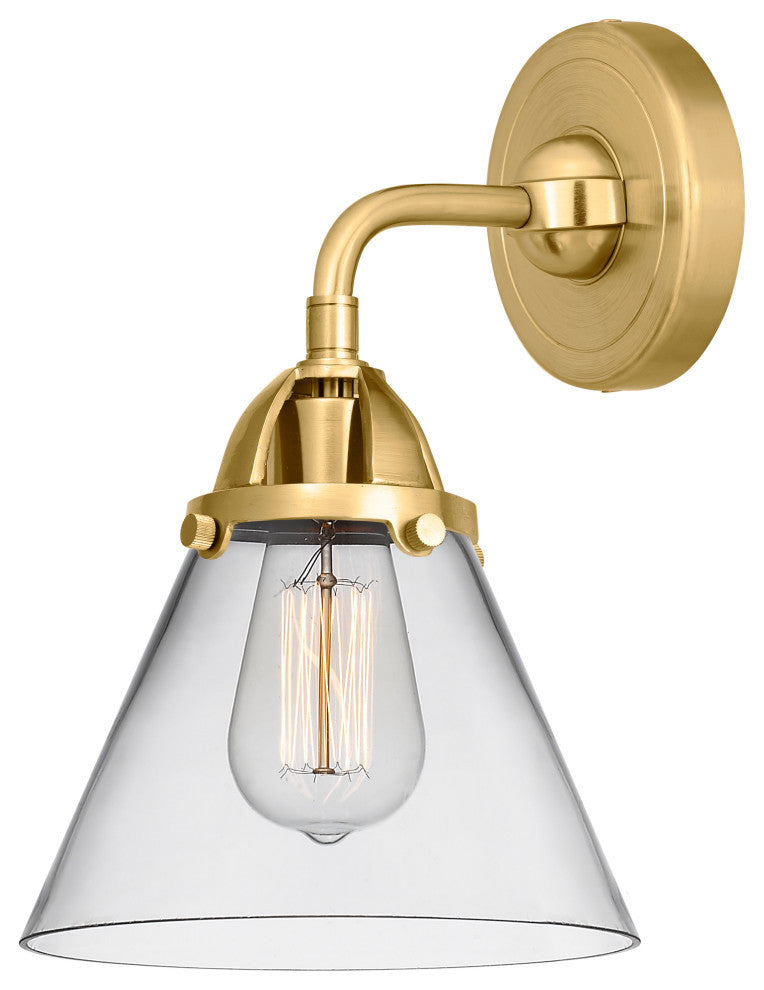 Large Cone Sconce, Satin Gold, Clear, Clear