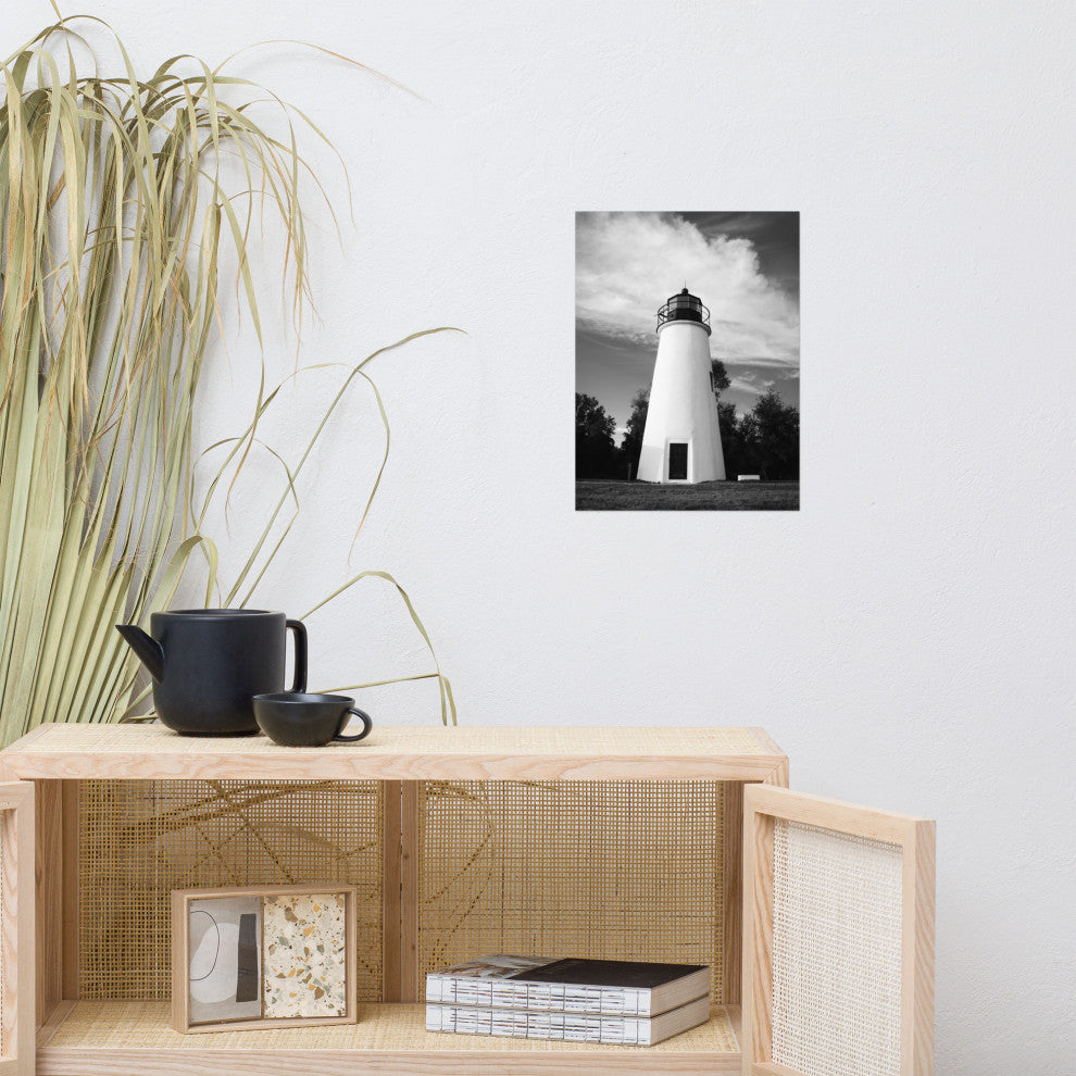 Touch the Sky Landscape Photo, Lighthouse Unframed Wall Art Print, 12" X 16"
