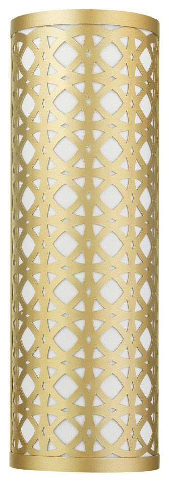 Soft Gold Fretwork, Ornamental, Transitional, Sophisticated Sconce