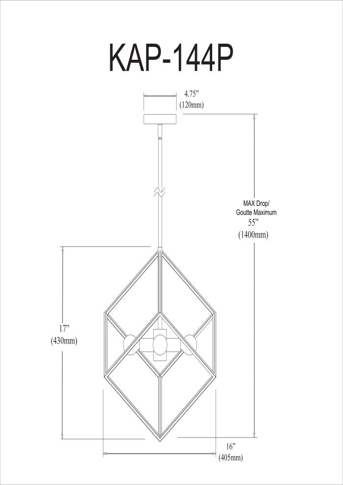 Kapria 4-Light Pendant, Polished Chrome