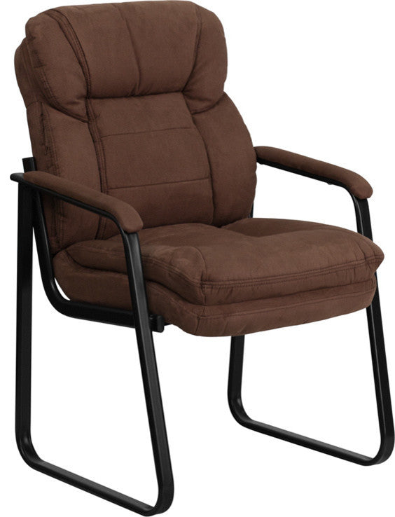 Microfiber Executive Side Chair with Sled Base, Brown