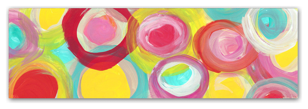 'Colorful Sun Circles Panoramic 1' Canvas Art, 32x10