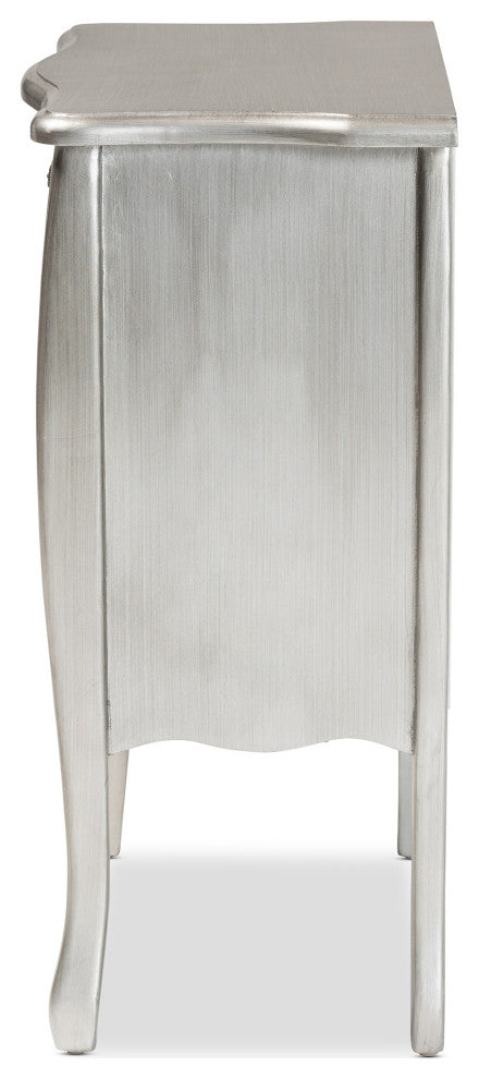 Eliya Traditional Brushed Silver Finished Wood 3-Drawer Storage Cabinet