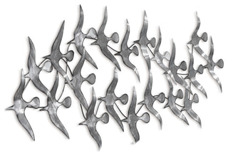 Hand Painted Etched Metal Wall Sculpture, Multi Color, Flock