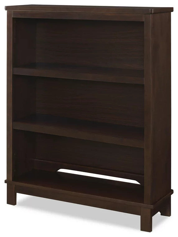Traditional Bookcase, Pinewood Construction With Open Shelves, Walnut Espresso