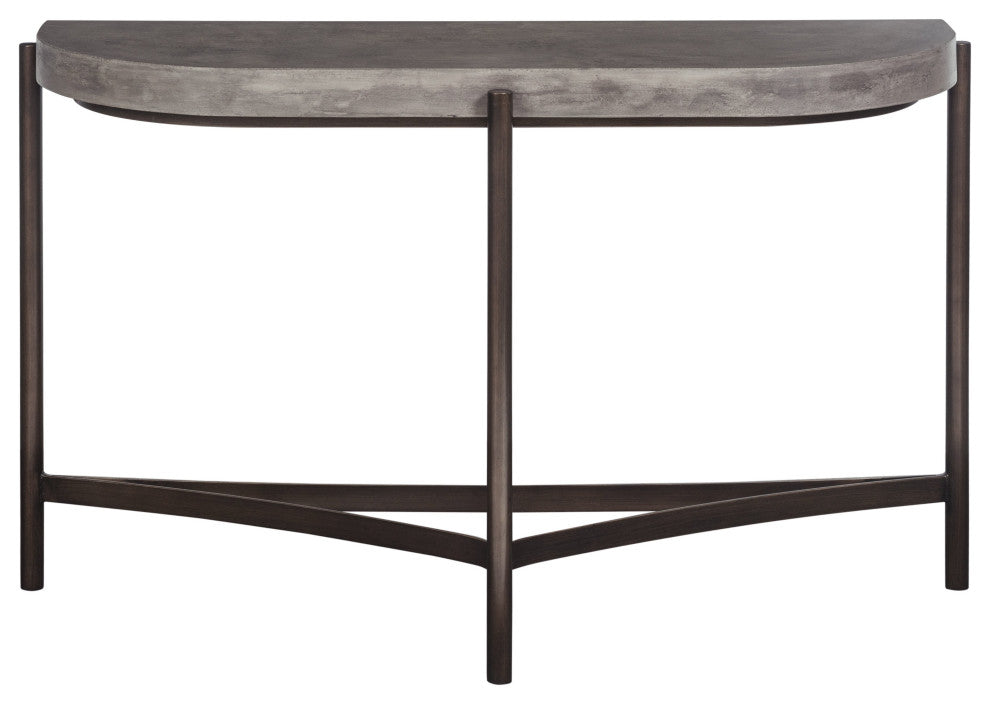 Lime Mid Century Modern Console Table in Grey Concrete with Metal