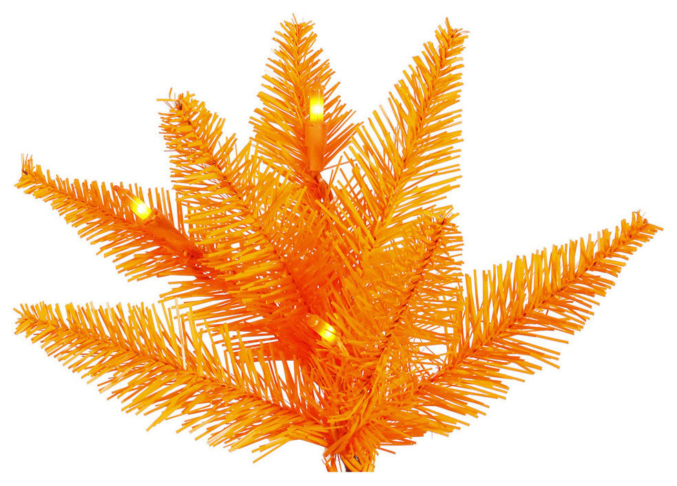 Vickerman 4.5'x24" Slim Fir Tree, Dura-Lit 200 Orange 400 Tips, Orange