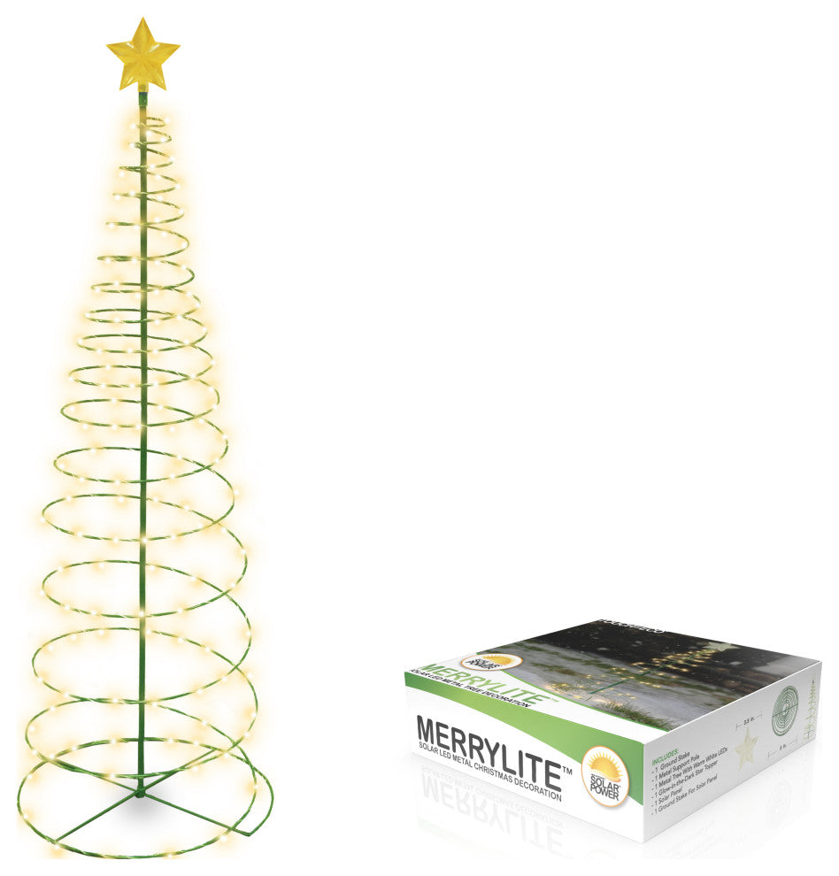 Solar Metal LED Christmas Tree Decoration, Warm White, 1 Pack
