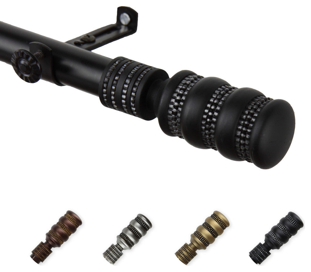 Marla 13/16" Diameter Curtain Rod, Black, 18-28"