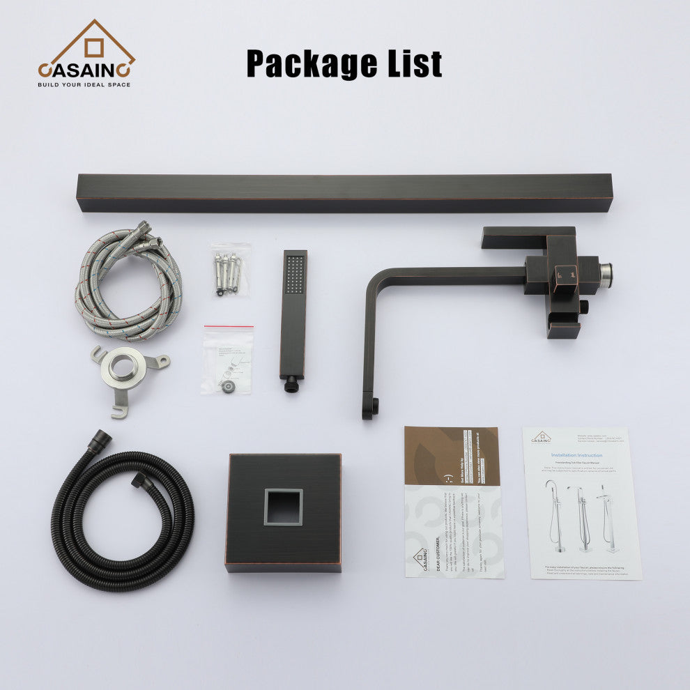 Floor Mount Tub Filler with Handheld Shower Head, Oil Rubbed Bronze