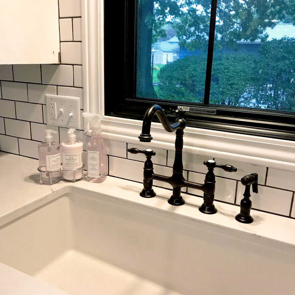Kingston Brass Bridge Kitchen Faucet With Brass Sprayer, Oil Rubbed Bronze
