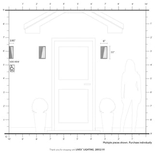 Forsyth 1-Light Brushed Nickel Outdoor Medium ADA Wall Lantern, Black Accents