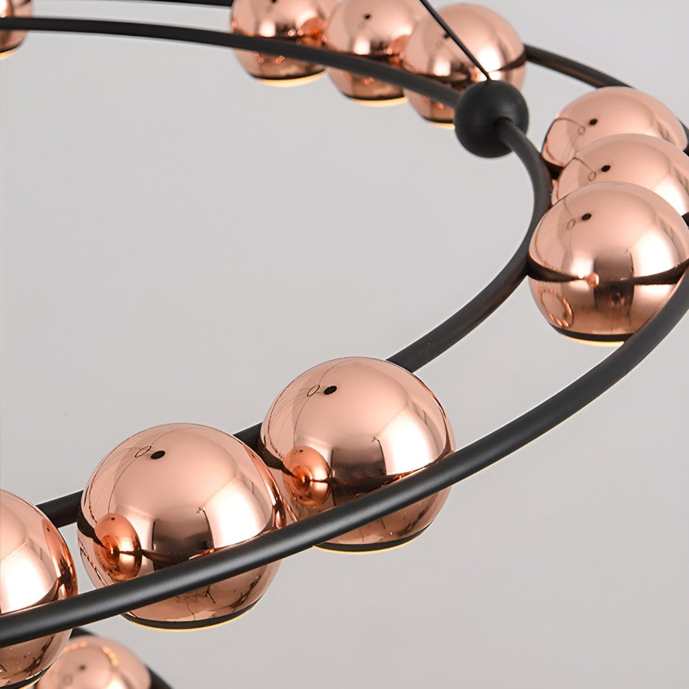 Irgoli | Ring Design LED Rose Gold Decor Hanging Chandelier for Living Room, 3 Rings, Cool Light, Dimmable