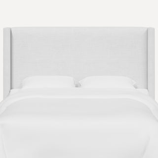 Red from Scalamandre King Hudson Headboard, Slubby Linen White