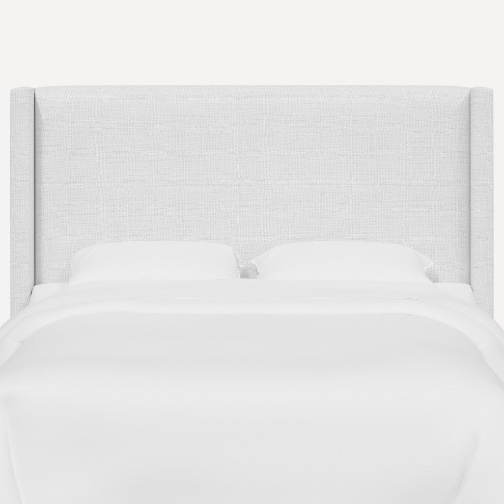 Red from Scalamandre King Hudson Headboard, Slubby Linen White
