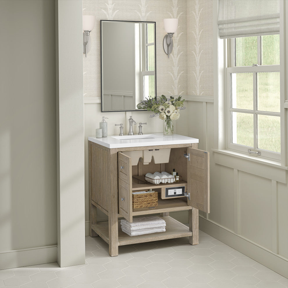 Breckenridge 30" Single Vanity, Oak, 3 CM White Zeus Top