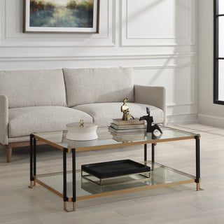 Uttermost - 24846 - Coffee Table - Kentmore - Matte Black And Gold Leaf