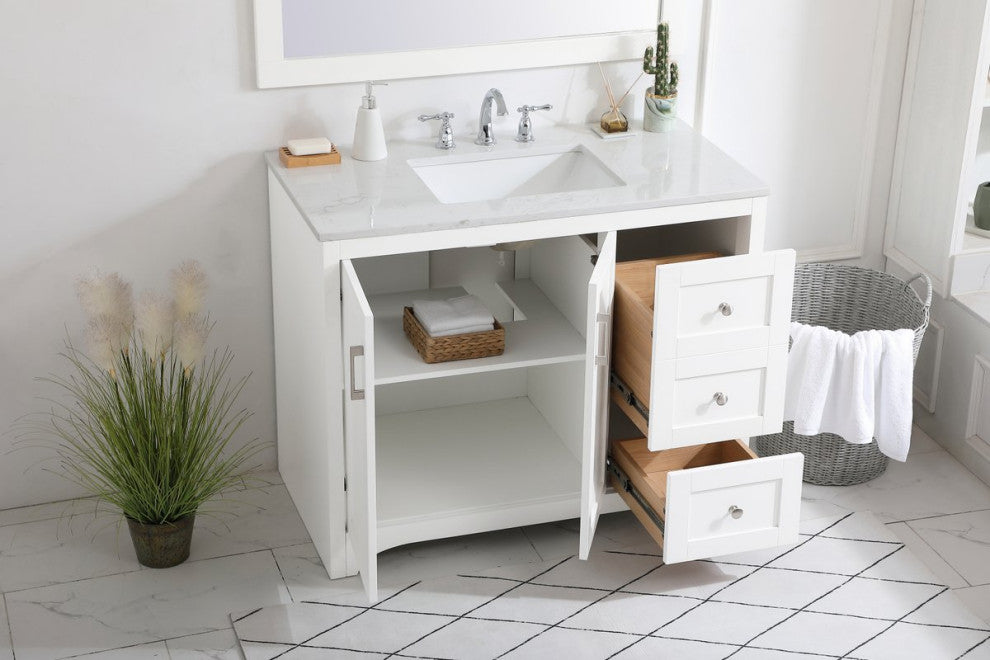 42" Single Bathroom Vanity, White