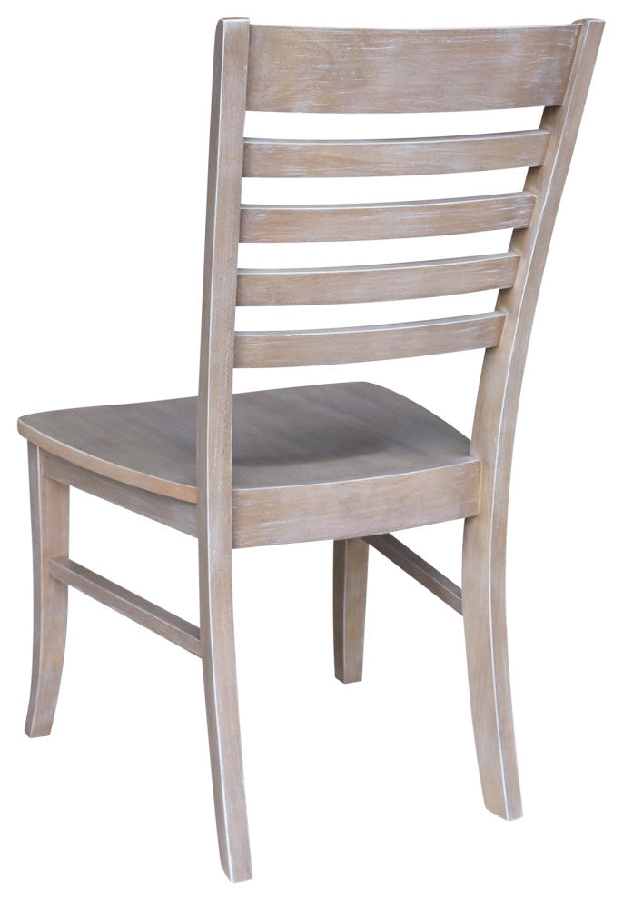 Set of Two Roma Ladderback Chairs, Washed Gray Taupe