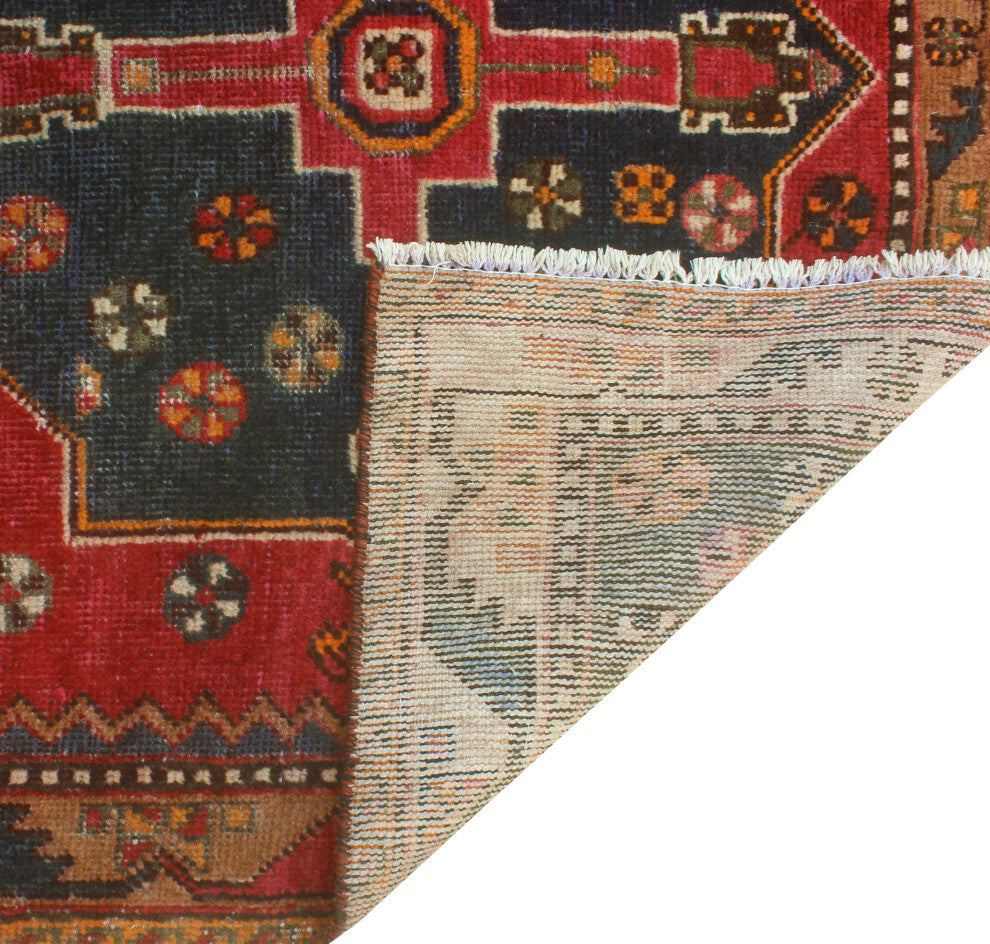 Fine Vintage Distressed Dagobert Red/Charcoal Rug, 4'0 x 6'8