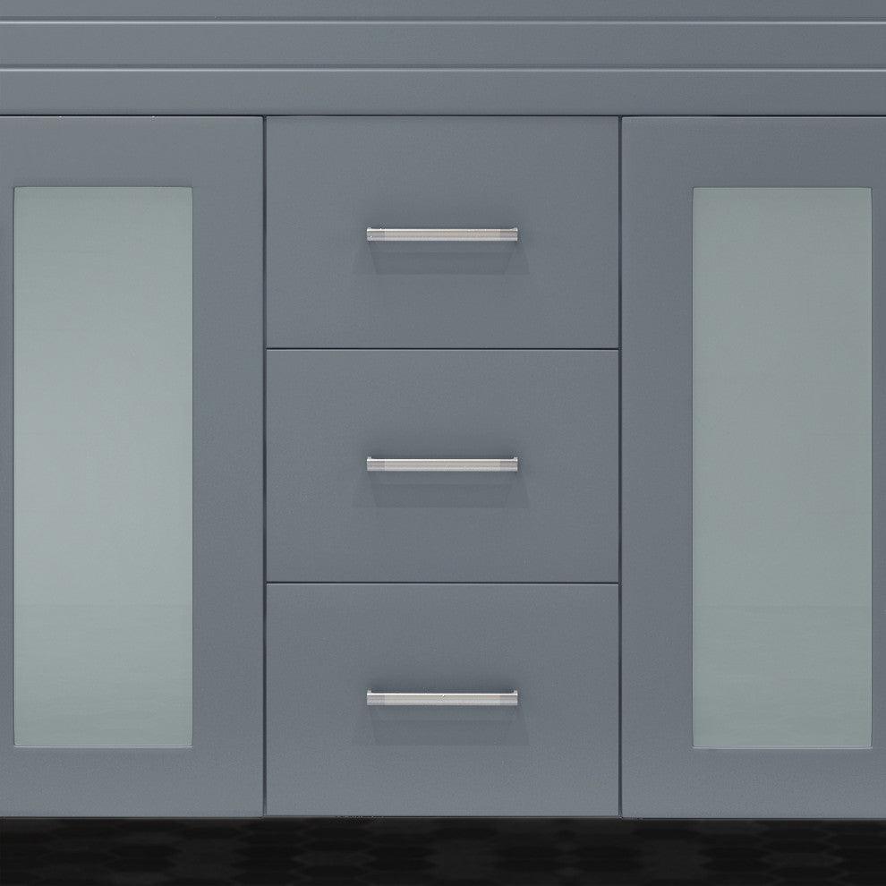 Taylor Contemporary 60" Wood Double Sink Bathroom Vanity With Marble Counter Top