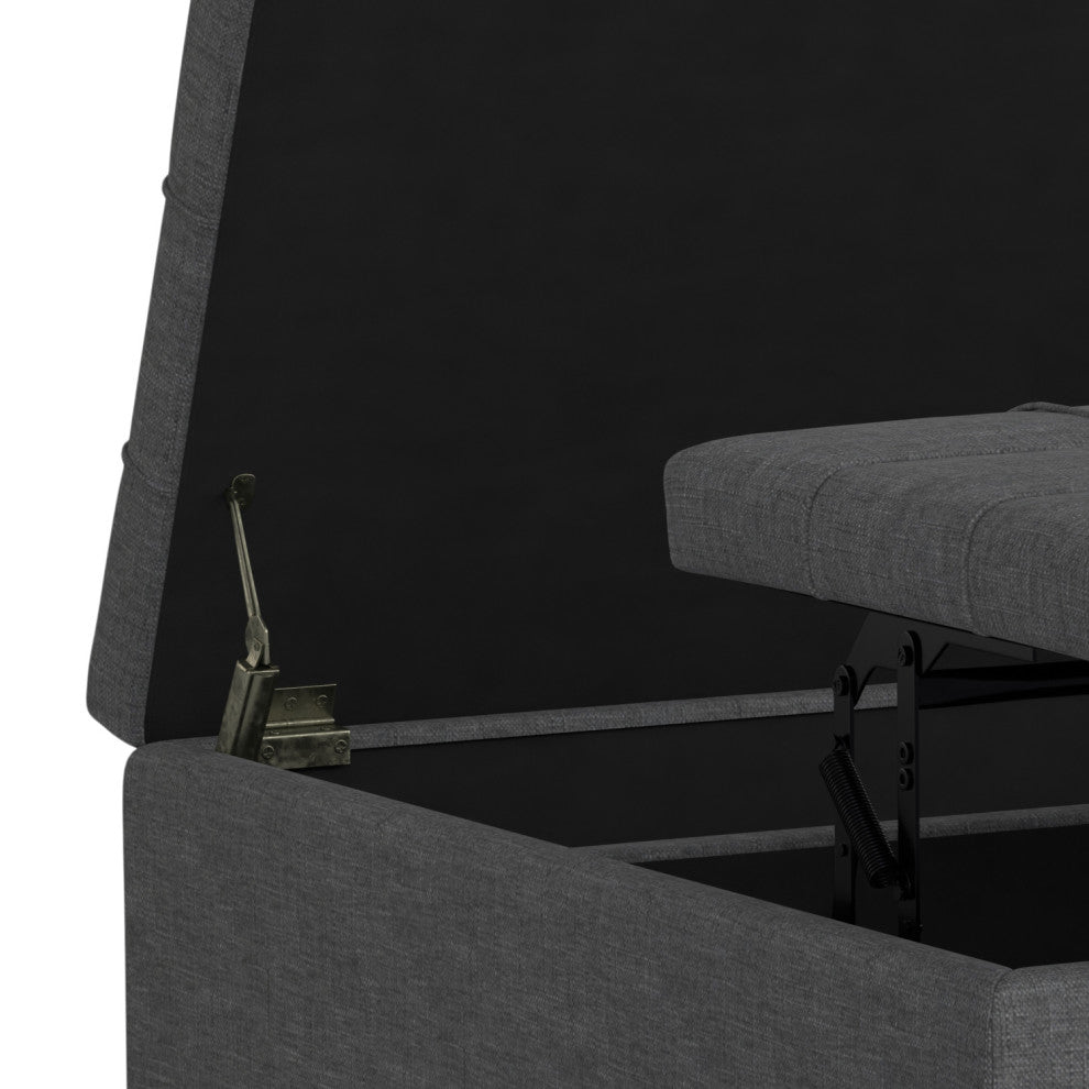 Harrison Large Square Coffee Table Storage Ottoman, Slate Grey