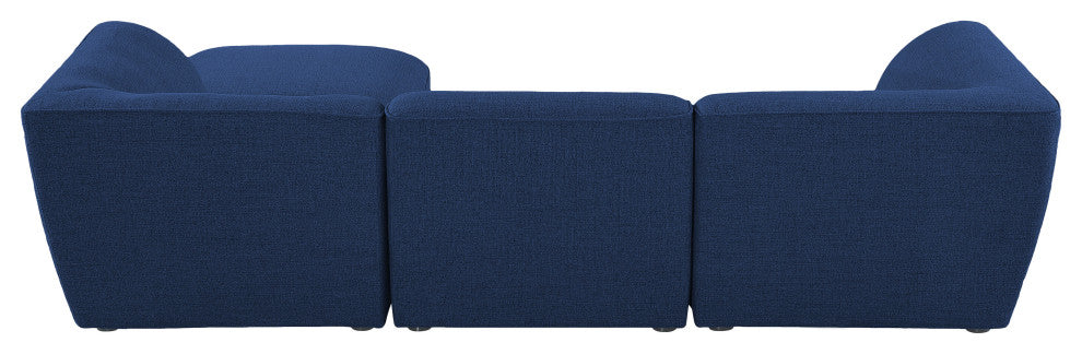 Miramar Linen Textured Fabric  4-Piece Modular L-Shaped Sectional, Navy