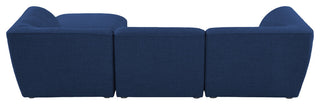 Miramar Linen Textured Fabric  4-Piece Modular L-Shaped Sectional, Navy