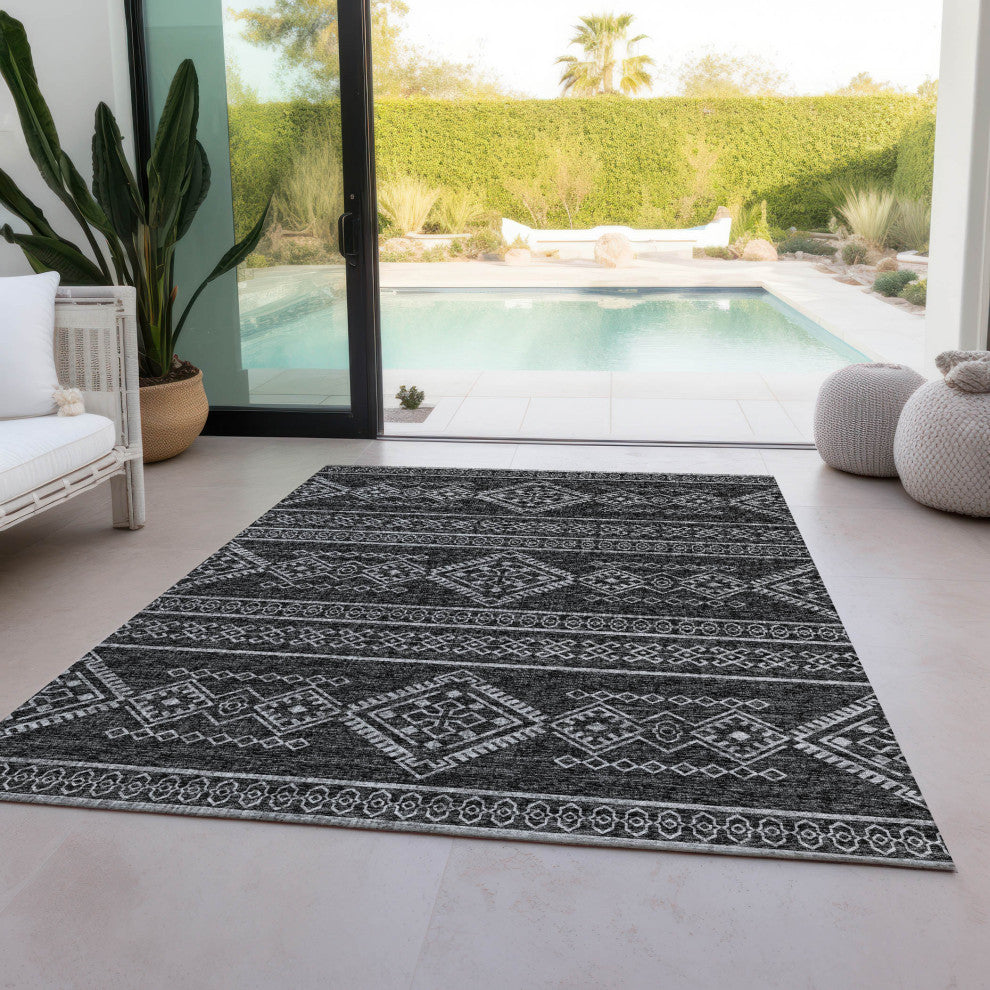 Indoor/Outdoor Sedona SN14 Midnight Machine Washable 3' x 5' Rug