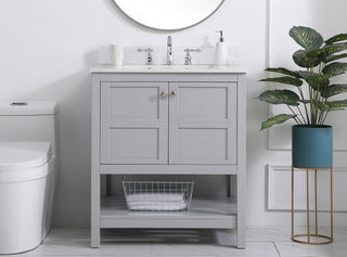 Tobias 30" Single Bathroom Vanity, Gray With Backsplash
